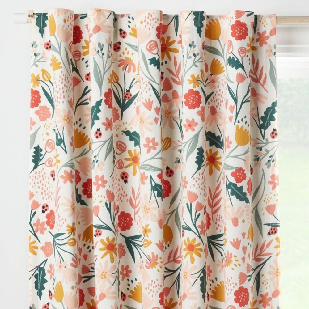 95" In the Garden Floral Print Kids' Blackout Curtain Panel - Pink